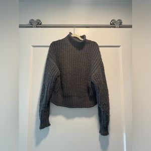 Gray Knit Turtleneck Sweater
